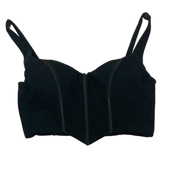 White Fox Cropped Corset Top - Black - Small - Picture 1 of 10